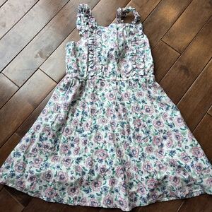 Crewcuts Pink and Blue Floral Dress with Ruffle Straps